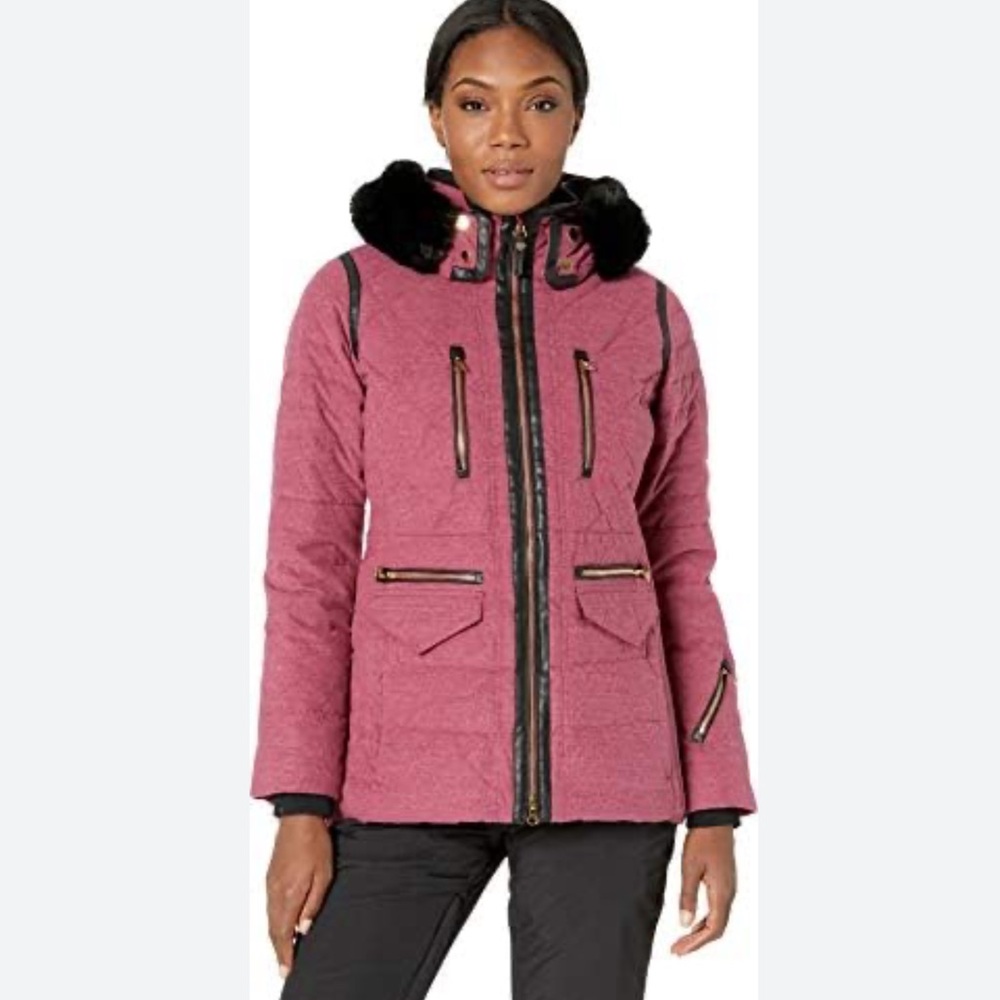 Obermeyer Blythe Jacket 700 Fill Power Duck Down Hood Rose Size 8